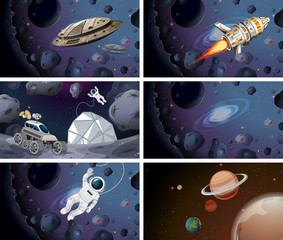 Obraz na płótnie Canvas Astronauts and space ship scenes