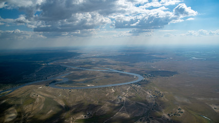 aerial view Botswana and Okavango