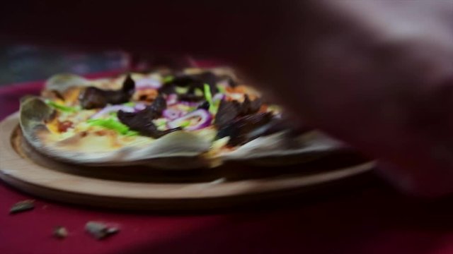 Pizza Making Process in slow motion and normal shot