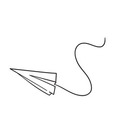 Paper plane drawing vector using continuous single one line art style with unique doodle handdrawing style