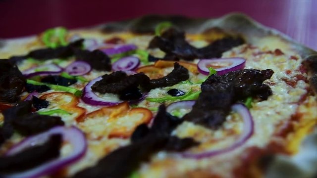 Pizza Making Process in slow motion and normal shot