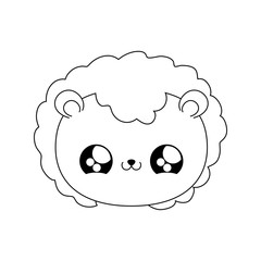 head of cute lion baby animal kawaii style
