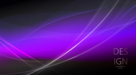 Dark purple abstract design with smooth light stripes