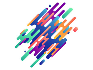 Blue, orange, green dynamic lines. Colorful strokes, diagonal lines, hatching. Vector illustration for banner, poster, brand, cover design