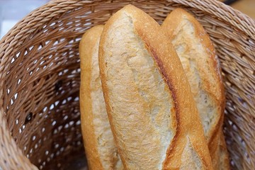 French Baguettes in the basket.
