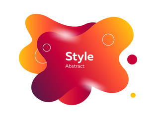 Yellow, red and orange fluid splashes. Dynamic shapes, circles, flowing liquid, layers. Vector illustration for banner, poster, label, flyer design