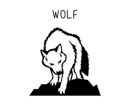 wolf vector illustration. Design can be used as tattoos, decal, stencil, vinyl, t-shirt printing etc