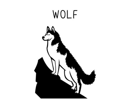 wolf vector illustration. Design can be used as tattoos, decal, stencil, vinyl, t-shirt printing etc