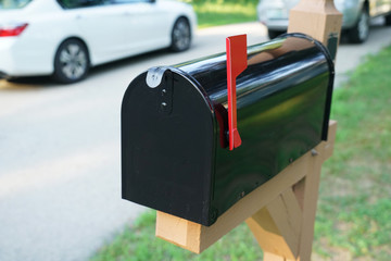 close up on mail box at home