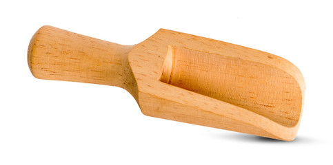 Wooden scoop an isolated on white background