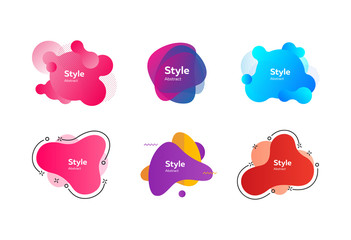 Set of beautiful flowing graphic elements. Design background with flowing shapes. Vector illustration. Can be used for advertising, marketing, presentation
