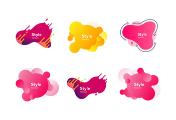 Set of multi-colored abstract graphic elements. Bright background. Vector illustration. Can be used for advertising, marketing, presentation