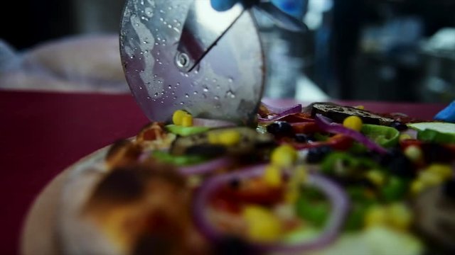 Pizza Making Process in slow motion and normal shot