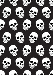 Skull seamless pattern on black background. halloween skull pattern background. vector illustration