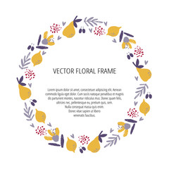 Floral frame hand drawn vector template