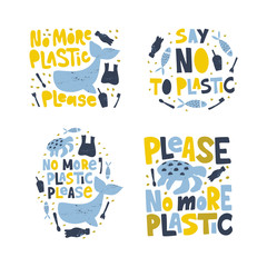 No more plastic word concept banners set