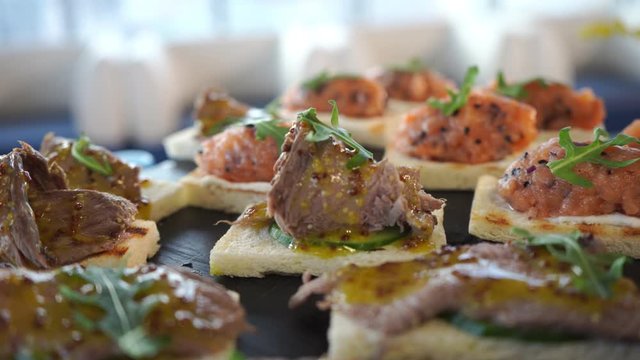Waiters serve a festive table