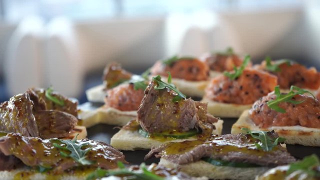 Waiters serve a festive table