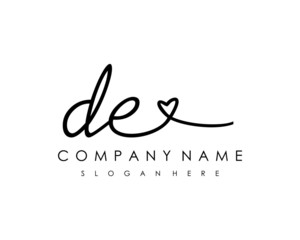 DE Initial handwriting logo vector