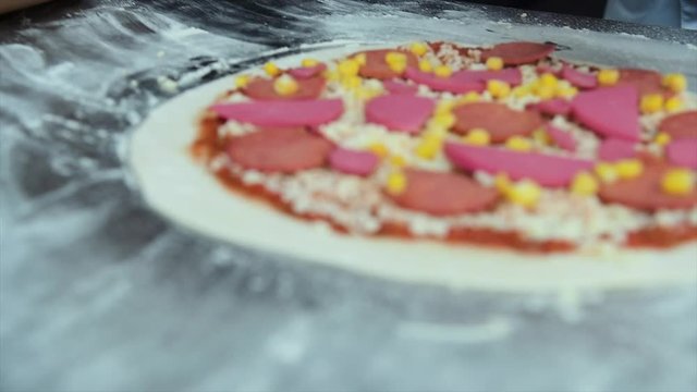 Pizza Making Process in slow motion and normal shot