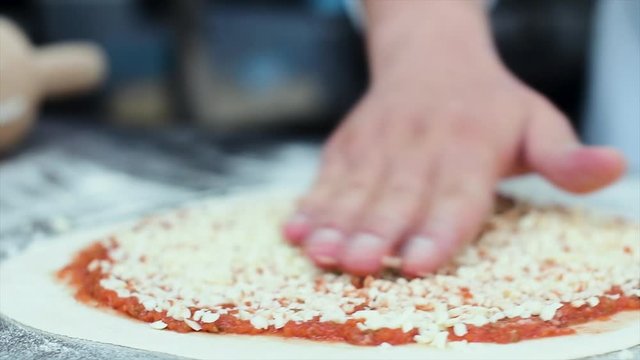 Pizza Making Process in slow motion and normal shot