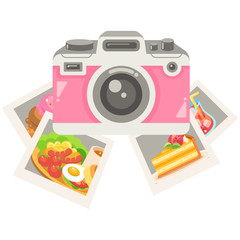 デジタルカメラ（デジカメ）と写真（フォト）のイラスト