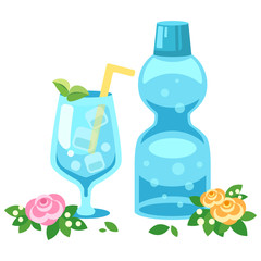 お祭りラムネ瓶（ソーダ/サイダー）のイラスト