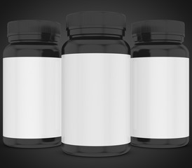 Realistic 3D bottles rendering mockup on white background