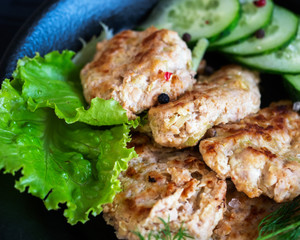Diet Turkey meatballs of minced meat with zucchini