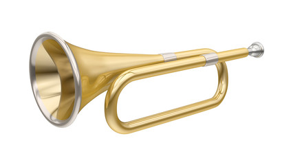 Fototapeta na wymiar Bugle Brass Instrument Isolated