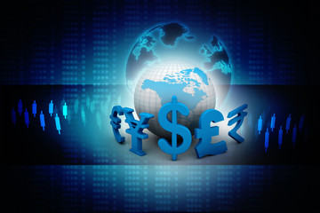 3d rendering Global Currencies