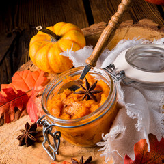 an autumnal rustic Canned Pumpkin,