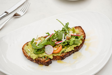 Avocado toast on plate
