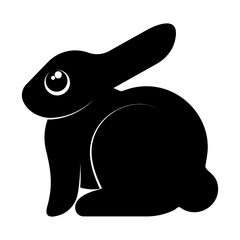 Black rabbit silhouette isolated on white background. Vector illustration. - 284066507