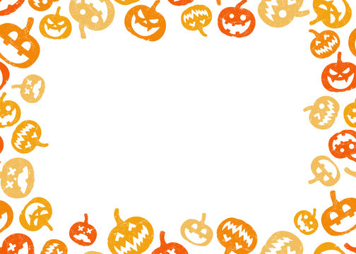 Halloween pumpkin frame border with a middle black space for text, logo, web, or product design. Vector illustration background. 