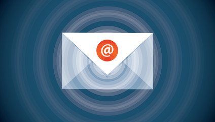 Envelope and read email on screen. Email marketing, internet advertising concepts. 