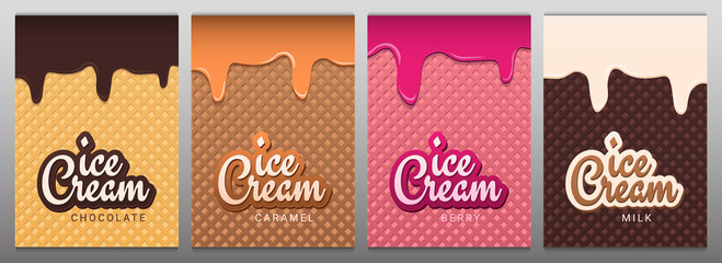 Colorful Wafer texture sweet food background. Ice cream waffle.