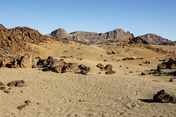 Dry desert relief with clear sky