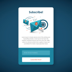 Email subscribe button vector flat illustration