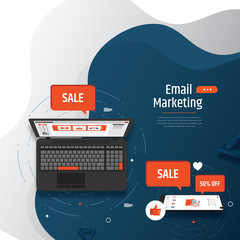 Concept for Digital marketing agency, digital media campaign flat vector illustration 