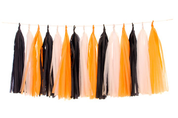 Garlands of paper tinsel black, white, orange color