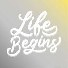 Life Begins Vector Quote Template with Colorful Background Wall Decals, Wording Design, Art Decor