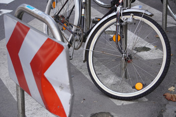 Parking for bicycles and scooters, convenient city, eco-friendly movement around the city. sports...