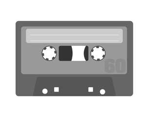 flat grey audio cassette symbol or icon vector illustration