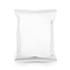 Food snack pillow bag on white background. Vector illustration. Can be use for template your design, promo, adv.	