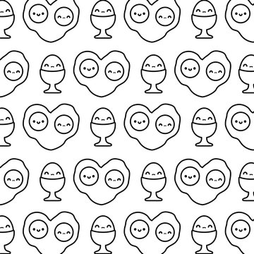 pattern of delicious eggs kawaii style