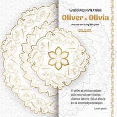 Set of wedding invitation templates with floral paisley and mandala. Flower and leaves patterns. Golden ornaments. Vector illustration.