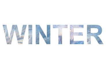 Word WINTER with natural ice pattern