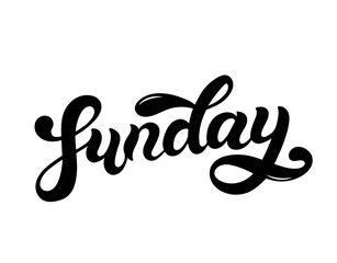 Sunday. Day of the week. Hand drawn lettering. Vector illustration. Best for calendar design