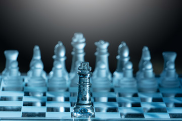 The concept of business competition: Close-up pieces off a military confrontation with rivals alone